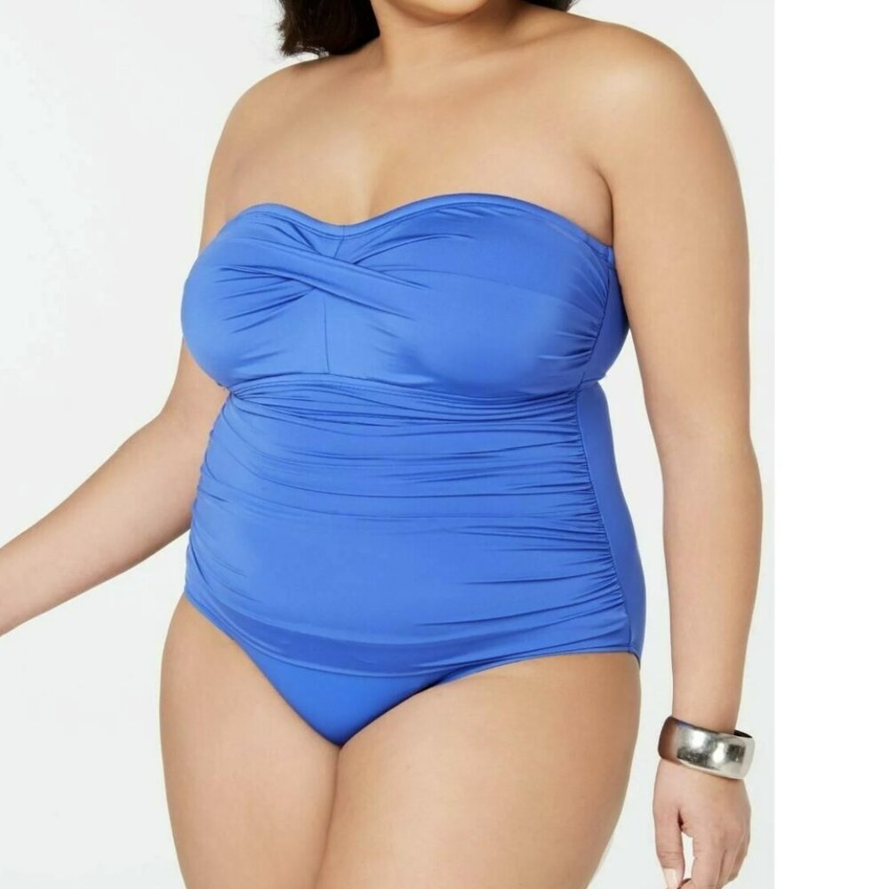 Lauren Ralph Lauren Beach Club Underwire Sea Blue Swimsuit 20W NWT